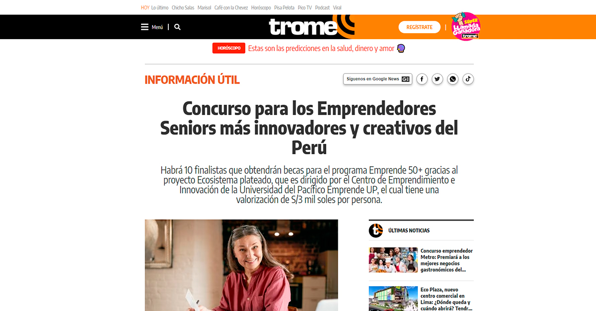 Concurso para los Emprendedores Seniors más innovadores y creativos del Perú