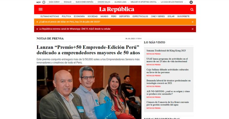 Lanzan “Premio+50 Emprende-Edición Perú” dedicado a emprendedores mayores de 50 años