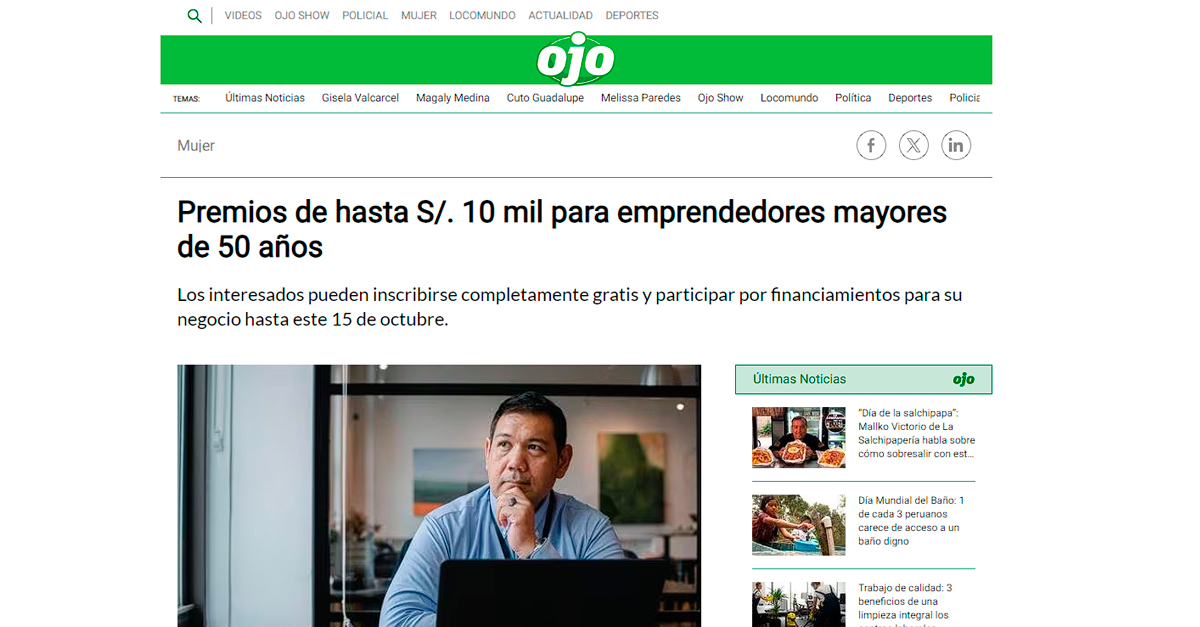 Premios de hasta S/. 10 mil para emprendedores mayores de 50 años